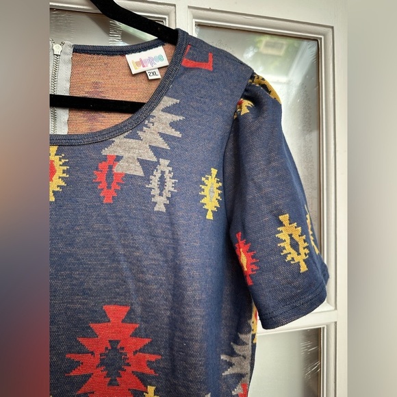 LuLaRoe Aztec Tribal Fit & Flare Amelia Dress Southwestern Jacquard Plus Size 2X - Picture 3 of 11
